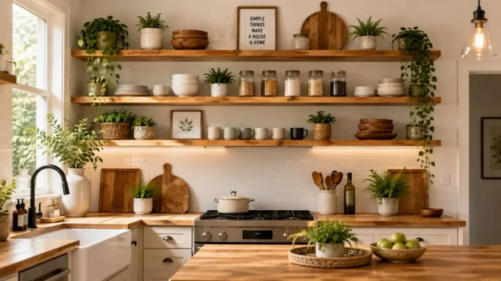 Open Wooden Shelves