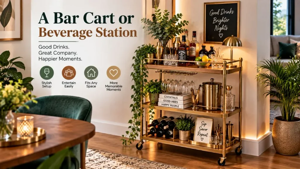 A Bar Cart or Beverage Station