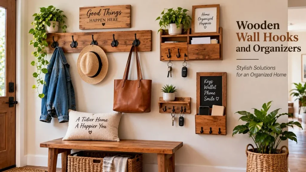 Wooden Wall Hooks and Organizers