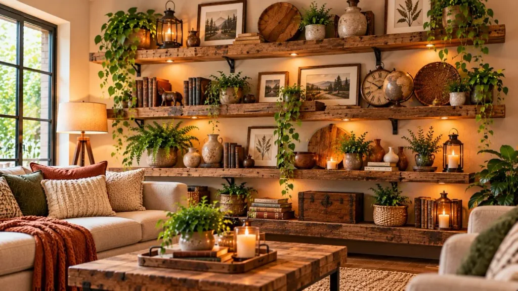 Rustic Shelves with Display